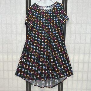 LuLaRoe Short Sleeve Geometric Stained Glass Print Hi Low Flared Tee Dress S